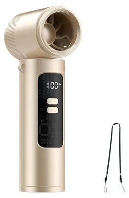 Produktbild von Zimilo Tragbarer Nackenventilator mit 20.000 U/min, 100 Windstufen, USB C Akku Lüfter, Digitalanzeige, 90° verstellbar, Für Hals, Hand und Tisch, Gold