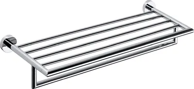 Produktbild von BOMEGA Handtuchablage Messing Chrom poliert 555x120x265 mm für Bad & Küche >> zum Bohren