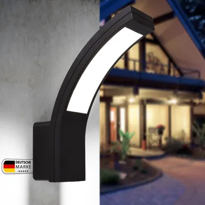 Produktbild von LED Außenwandleuchte 230V Schwarz – IP54, 15 Watt 900 Lumen – Außenlampe Strahler Neutralweiß - "PIRIT"