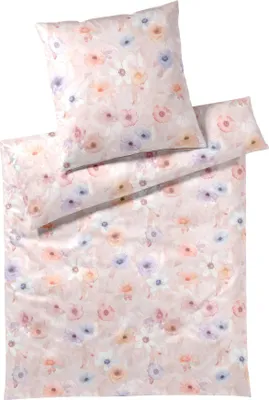 Produktbild von Elegante Mako Satin Bettwäsche Pastel 24519-1 Blumen rosarot 135x200
