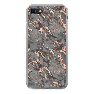 Produktbild von MuchoWow® Handyhülle Schutzhülle Hülle für iPhone 8 Marmor - Rose - Grau - Muster Silikon Softcase Handy Hülle - Schutzhaube