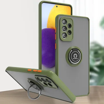 Produktbild von Samsung A73 5G Hülle, Ring Halter Ständer Matte Transluzent TPU Rahmen Stoßfest Schutzhülle für Samsung Galaxy A73 5G Grün