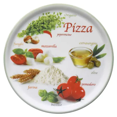 Zdjęcie produktu dla Talerz do pizzy Napoli Green Ø 32 cm Talerz do serwowania XL Dekorowana porcelana