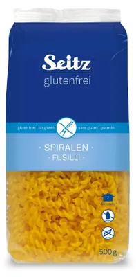 Zdjęcie produktu dla Seitz spirale bezglutenowe z mąki kukurydzianej i mąki z grochu wiśniowego 500g