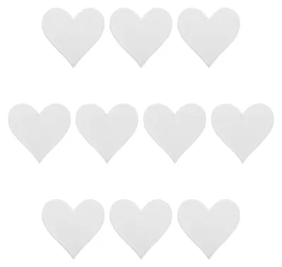 10 Herz-Aufbügelpatches, weiß, 7,2 x 6,8 cm, Stoff