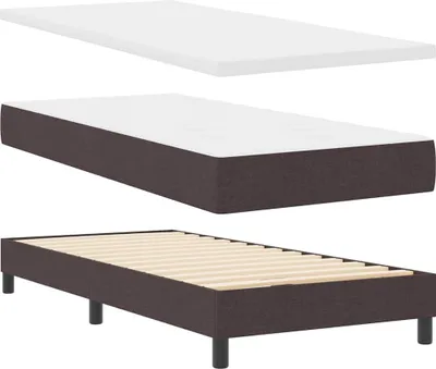 Zdjęcie produktu dla vidaXL Łóżko sprężynowe z materacem ciemnobrązowe 200 x 200 cm