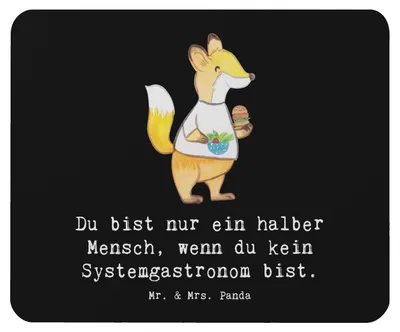 Produktbild von Mr. & Mrs. Panda Mauspad Systemgastronom Herz - Schwarz - Geschenk, mousematte, computer mousepad, pc mausunterlage, Mouse Pad