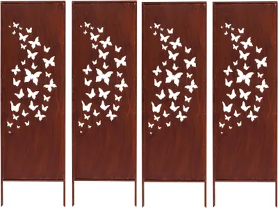 Produktbild von 4x Sichtschutz Metall - 160 cm x 50 cm - Edelrost - Rostoptik Sichtschutz für Garten - Sichtschutzelement - Sichtschutzwand - Gartendekoration Zaun ROST
