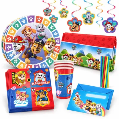 Produktbild von Paw Patrol Kindergeburtstag XL Partyset Deko Set Dekoration Hunde Polizei bunt