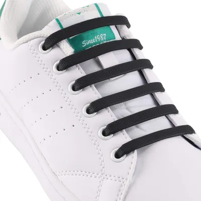 Image de Lacets en silicone élastique, noirs, taille unique, pour chaussures