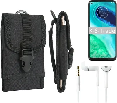 Produktbild von K-S-Trade Holster Schutz Hülle kompatibel mit Motorola G8 Gürteltasche Handy Hülle Tasche outdoor Seitentasche schwarz 1x + Kopfhörer