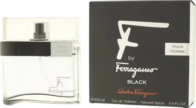 A perfume bottle and its packaging are displayed side-by-side on a white background.