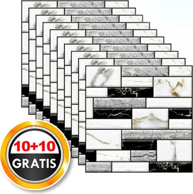 Obrázok produktu pre balenie 2 3D samolepiek na stenu v elegantnom mramorovom vzhľade, 1,8 m², samolepiace a vodeodolné - M2ARBLEBLOCKS 10+10