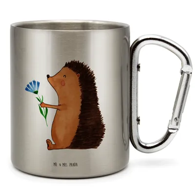 Produktbild von Mr. & Mrs. Panda Teetasse Igel Blumen - Transparent - Geschenk, krank, Lustige Sprüche, thermotasse, Metallbecher, Teebecher, Besuch, Krankenhaus, Thermobecher, Krankheit