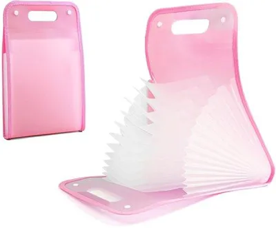 Immagine prodotto di Cartella portadocumenti A4, 36 x 24 cm, impermeabile, resistente, 13 scomparti, rosa