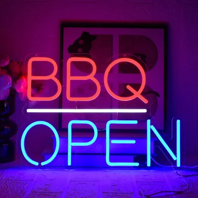 Productafbeelding van BBQ open neonbord bar neonlamp uSB-aangedreven lED-neon - Geschikt voor gamekamer - Club - Feest - Nachtclub