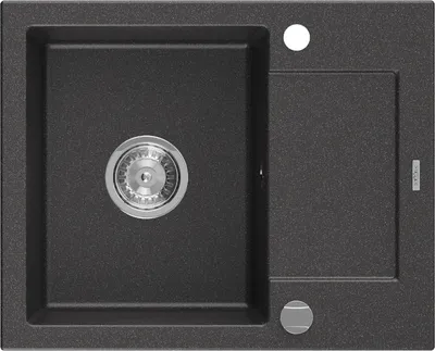 Produktbild von Mexen Enzo 1-Becken-Granitspüle mit kurzer Abtropffläche 576 x 465 mm, Schwarz gesprenkelt - 6506571005-76