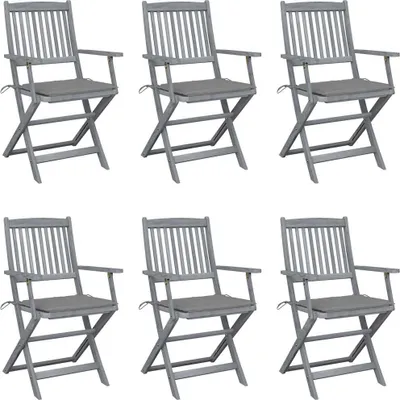 Produktbild von vidaXL Klappbare Gartenstühle 6 Stk. mit Sitzkissen Massivholz Akazie