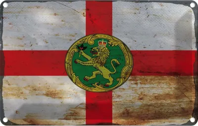 Produktbild von vianmo Blechschild 12x18 cm Alderney Rost Flagge Fahne Wappen