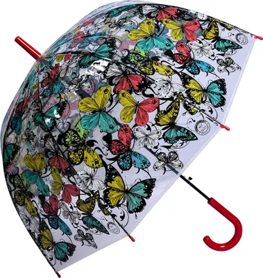 Produktbild von Clayre & Eef Erwachsenen-Regenschirm 60 cm Transparant Kunststoff Schmetterlinge