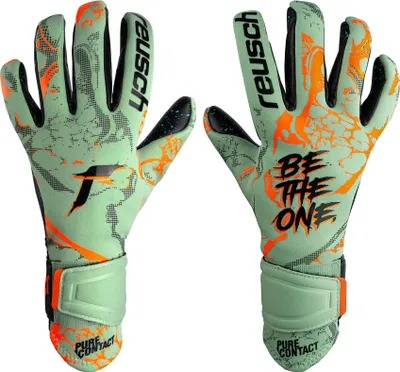 Produktbild von Reusch Torwarthandschuhe Pure Contact Fusion mit hervorragendem Grip und Innennaht-Schnitt 5444 shark green / shocking or 8.5