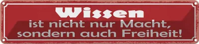 Produktbild von vianmo Blechschild 10x46 cm wissen ist nicht nur Macht Dekoration Spruch Zitat
