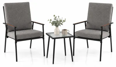 Produktbild von KOMFOTTEU 3-teiliges Gartenmöbel Set, Bistroset für 2 Personen mit Metallrahmen