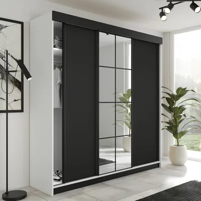 Produktbild von KIER FURNITURE Schiebegarderobe LAMARO mit Spiegel, Schrank Schlafzimmer 250x205x59 cm