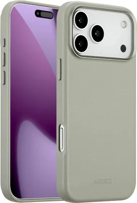 Productafbeelding van Accezz MagSafe Leather Backcover voor de Apple iPhone 17 Pro Max - Light Grey