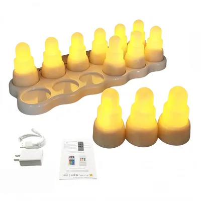 Produktbild von 12 Stück LED Kerzen, Warmweiß, Rauchfrei & Sicher, Wiederaufladbar, für Weihnachten, Hochzeit und Party, Sicher für Dekoration, Wiederverwendbar
