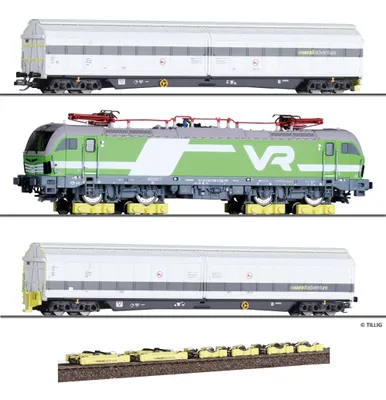 Produktbild von Tillig Set Loktransport Rail Adventure, 2 Schiebewandwagen Habfis,Vectron (Dummy