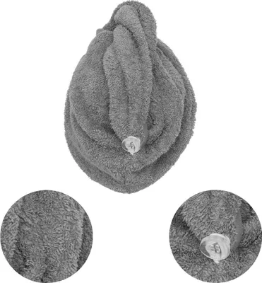 Zdjęcie produktu dla Turban SPA do włosów szary, 100% bawełna frotte, 65x23 cm
