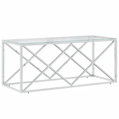 Immagine prodotto di vidaXL Tavolino 110x45x45 cm in acciaio inox e vetro