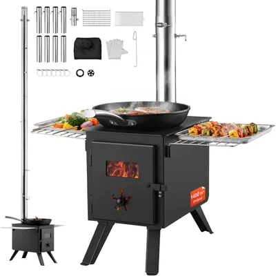 Produktbild von VEVOR Zeltofen 394 x 608 x 425 mm Campingherde 225 x 338 x 233 mm Ofen-Innenmaße Gartenofen Campingofen Werkstattofen Holzofeno outdoor kocher outdoor Küche für Camping Outdoor Heizung – Größe 8.86"x1