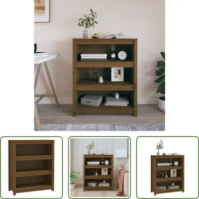 Image de The Living Store Bibliothèque brun miel 80x35x97 cm pin massif