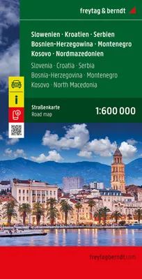 Image de Carte routière Slovénie, Croatie, Serbie, Bosnie-Herzégovine, Monténégro
