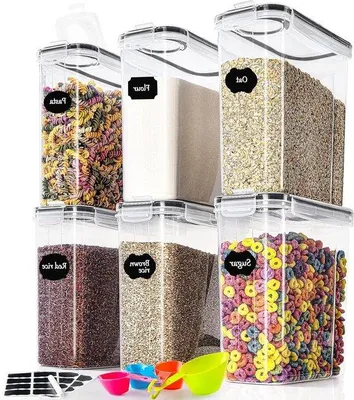 Immagine prodotto di Contenitori ermetici da cucina, set da 6 pezzi, per pasta, farina e cibo per animali domestici