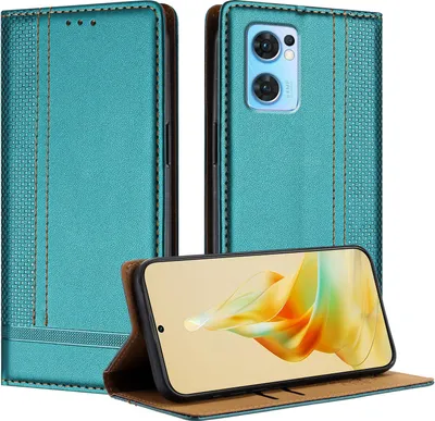Produktbild von Handyhülle für OPPO Find X5 Lite Leder Flip Klappbare Schutzhülle mit Standfunktion Grün