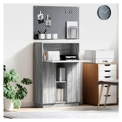 Produktbild von Büroschreibtisch in Grau aus Holzwerkstoff im Sonoma-Design, groß