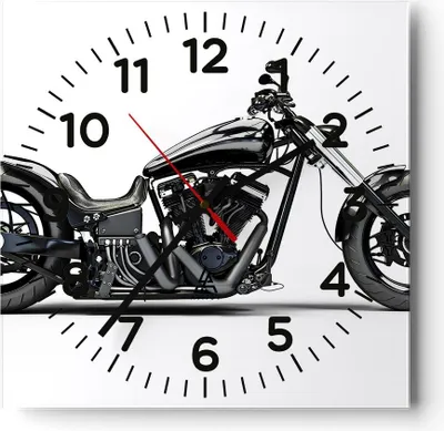 Produktbild von Wanduhr - Quadrat - Glasuhr - Freiheit Motorrad Geschwindigkeit Stahl - 40x40cm - Schleichendes Uhrwerk - Lautlos - zum Aufhängen bereit - Dekoration Modern - Wanddekoration aus Glas - C4AC40x40-2512
