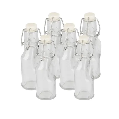 Produktbild von Mini Glas-Bügelflaschen – Set mit 6 – 70 ml – Luftdicht mit Bügelverschluss – Ø 5 × 13 cm – Glasflasche mit Bügelverschluss – Transparent