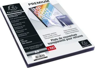 Produktbild von Exacompta 100er Pack Einbanddeckel aus PVC 300µ, für DIN A4 - Kristall - 42746E