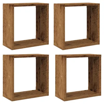 Produktbild von vidaXL Würfel-Wandregale 4 Stk. Altholz-Optik 30x15x30 Holzwerkstoff