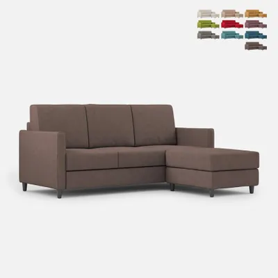 Produktbild von 3-Sitzer Sofa gepolstert in Stoff mit Hocker im modernen Stil Karay 180 - Braun