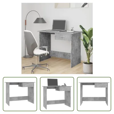 Produktbild von The Living Store Schreibtisch Betongrau 100×50×76 cm Holzwerkstoff