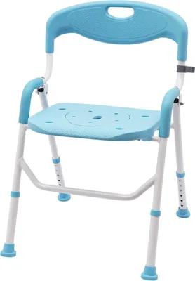 Image de Réhausseur de siège de toilette avec accoudoirs - chaise de toilette/chaise de douche - charge maximale 100 kg - stable, antidérapant - montage facile - bleu