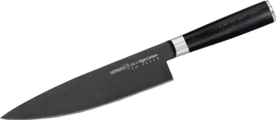 Immagine prodotto di Coltello da cuoco professionale Samura MO-V Stonewash ultra-affilato, grande, in acciaio inossidabile giapponese AUS 8, lama da 20 cm, con manico in carbonio G10, coltello multiuso, spelucchino