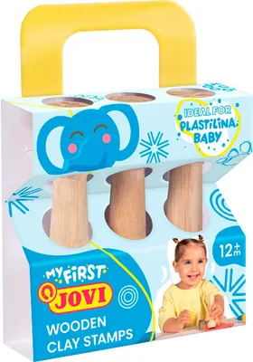 Produktbild von Jovi PLASTILINA BABY Schachtel mit 3 Holzstempeln sortiert
