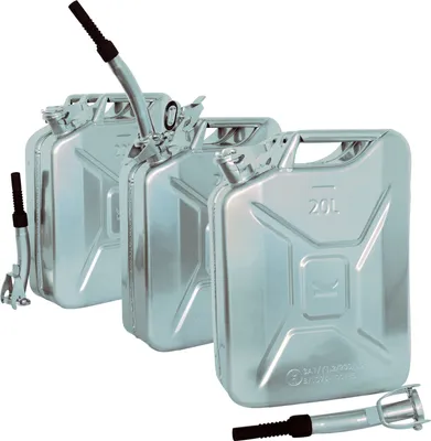 Produktbild von 3x Metallkanister silber 20 Liter inkl. Ausgießer Benzin Diesel