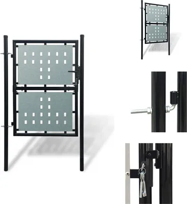 Obrázok produktu pre vidaXL Plotová brána (jednoduchá) čierna 100x175 cm - Záhradné brány